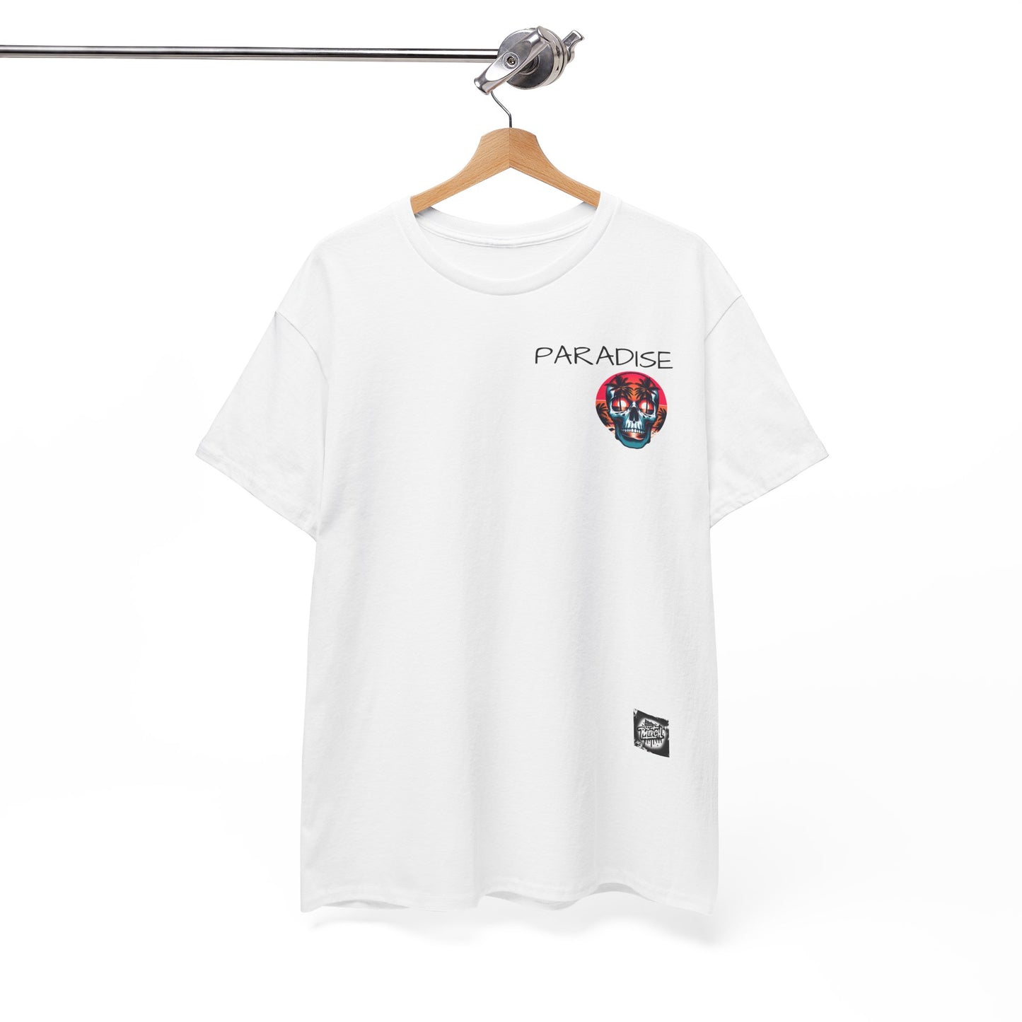 T-Shirt with Paradise Skull Design, Summer Vibes Tee, Beachwear, Festival Shirt, Casual Outfit, Graphic Tee for Adults