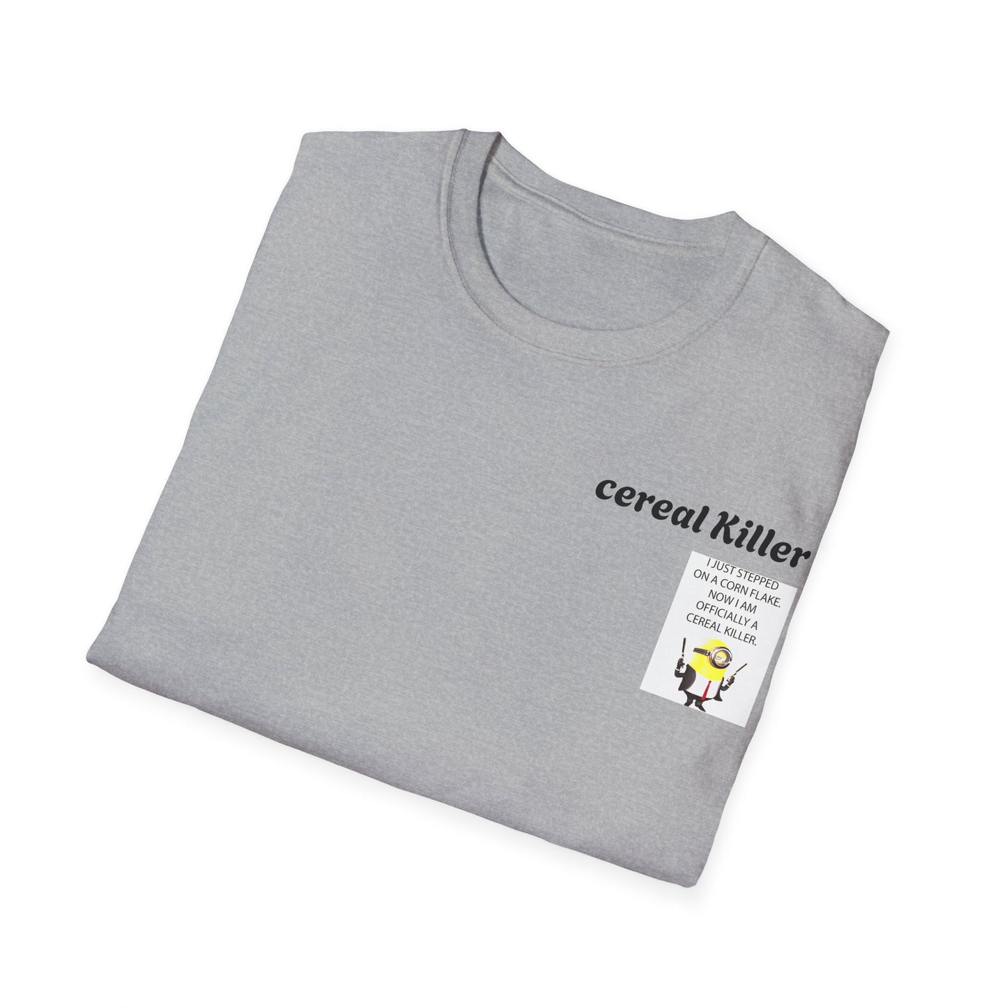 Funny Cereal Killer T-Shirt, Humorous Tee, Gift for Food Lovers, Quirky Apparel, Minion Design, Fun Everyday Wear
