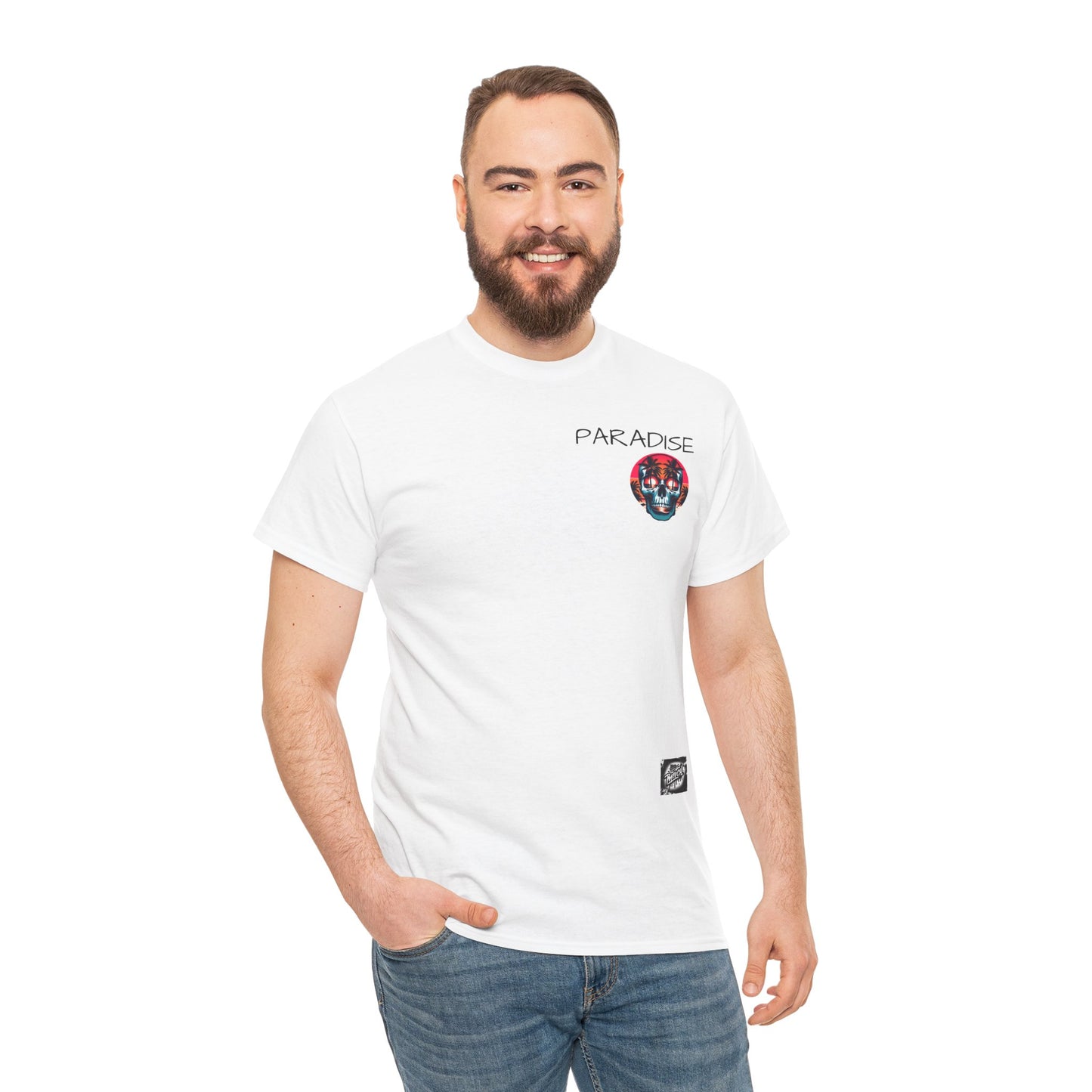 T-Shirt with Paradise Skull Design, Summer Vibes Tee, Beachwear, Festival Shirt, Casual Outfit, Graphic Tee for Adults
